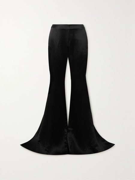  Ann Demeulemeester Ann Demeulemeester - Elfa Satin Flared Pants - Black 