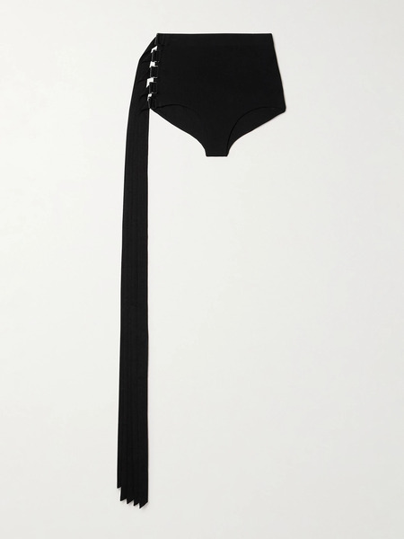  Ann Demeulemeester Ann Demeulemeester - Xana Buckled Fringed Stretch-crepe Shorts - Black 