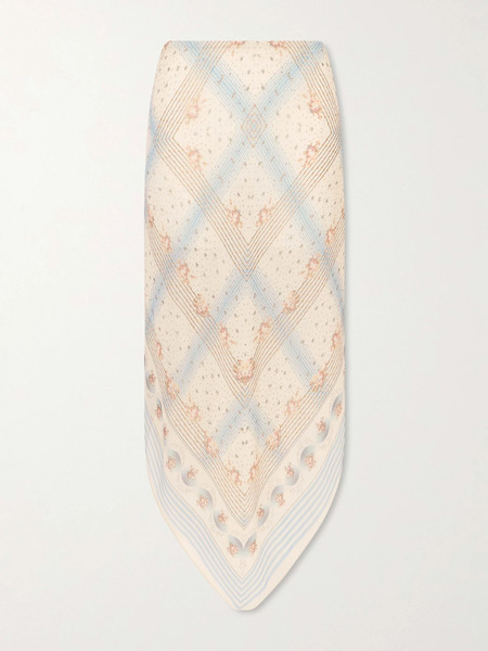  Anna Sui Anna Sui - Printed Chiffon Midi Skirt - Blue 