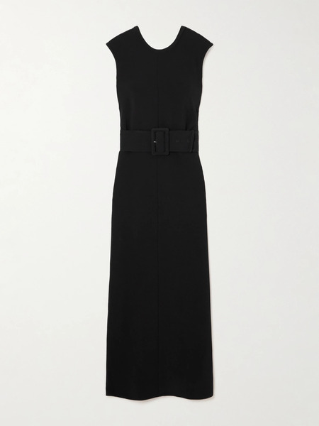  Another Tomorrow Another Tomorrow - Belted Crepe Midi Dress - Black 