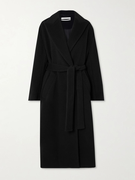  Another Tomorrow Another Tomorrow - Belted Double-breasted Wool Coat - Black 