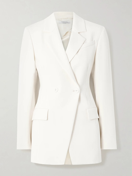  Another Tomorrow Another Tomorrow - Double-breasted Asymmetric Jersey Blazer - White 