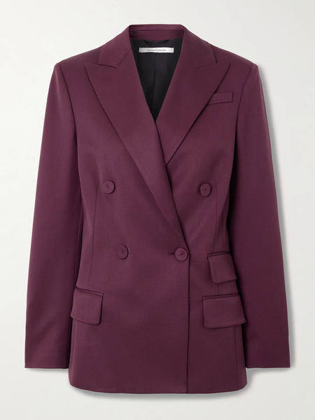  Another Tomorrow Another Tomorrow - Double-breasted Wool-blend Blazer - Burgundy 