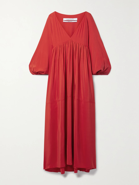  Another Tomorrow Another Tomorrow - Gathered Silk Crepe De Chine Maxi Dress - It38 