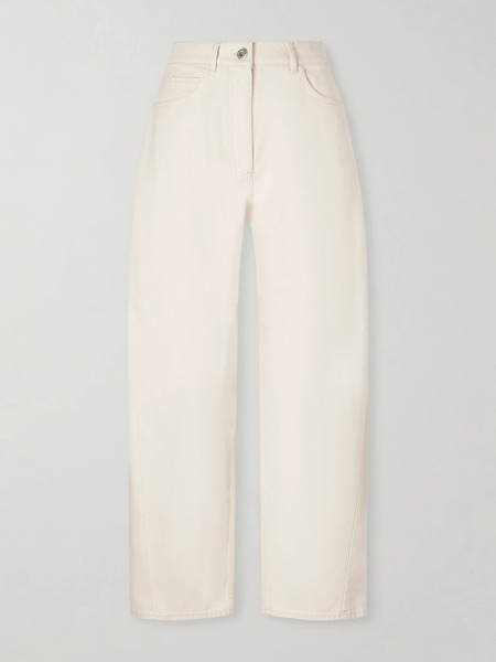  Another Tomorrow Another Tomorrow - High-rise Organic Barrel-leg Jeans - Ecru 
