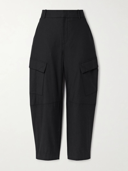  Another Tomorrow Another Tomorrow - Lyocell And Cotton-blend Twill Barrel-leg Cargo Pants - Black 