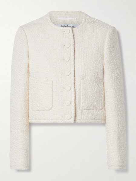  Another Tomorrow Another Tomorrow - + Net Sustain Cropped Organic Cotton-tweed Jacket - Cream 