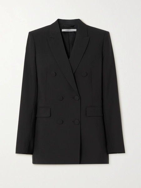  Another Tomorrow Another Tomorrow - + Net Sustain Double-breasted Merino Wool Jacket - Black 