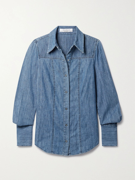  Another Tomorrow Another Tomorrow - + Net Sustain Organic Cotton-chambray Shirt - Light Blue 