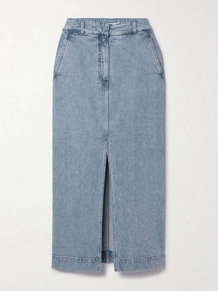  Another Tomorrow Another Tomorrow - + Net Sustain Organic Denim Midi Skirt - Blue 