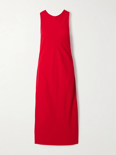  Another Tomorrow Another Tomorrow - Open-back Draped Cotton-blend Crepe Midi Dress - Red 