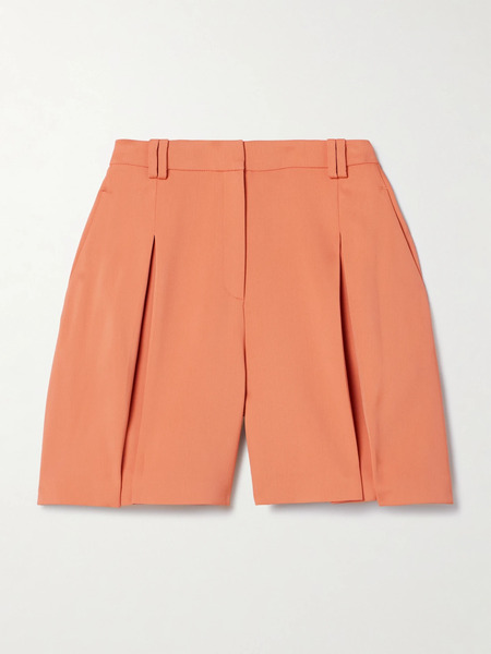  Another Tomorrow Another Tomorrow - Pleated Crepe Shorts - Orange 