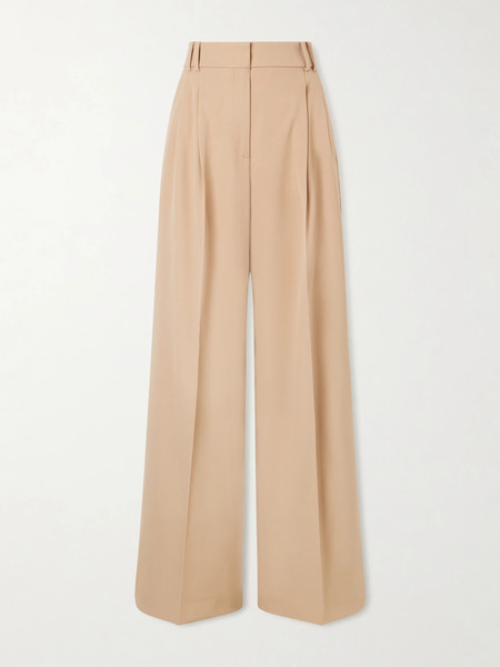  Another Tomorrow Another Tomorrow - Pleated Wool-blend Wide-leg Pants - Beige 