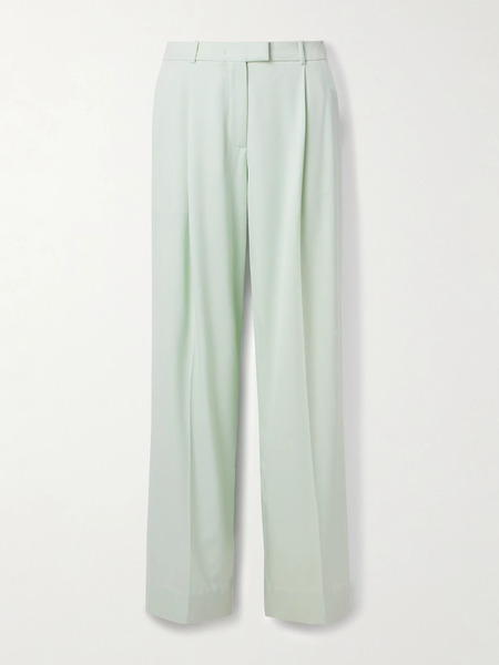  Another Tomorrow Another Tomorrow - Pleated Wool-blend Wide-leg Pants - Mint 