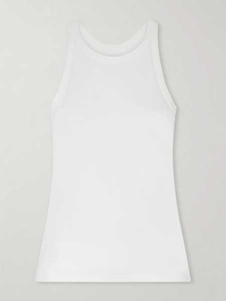  Another Tomorrow Another Tomorrow - Racerback Lyocell And Cotton-blend Tank - White 