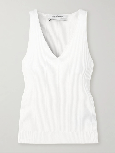  Another Tomorrow Another Tomorrow - Ribbed Jersey Tank Top - White 