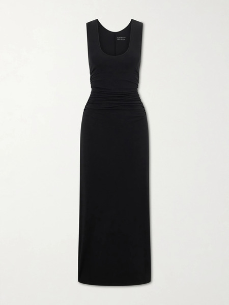  Another Tomorrow Another Tomorrow - Ruched Stretch-jersey Maxi Dress - Black 