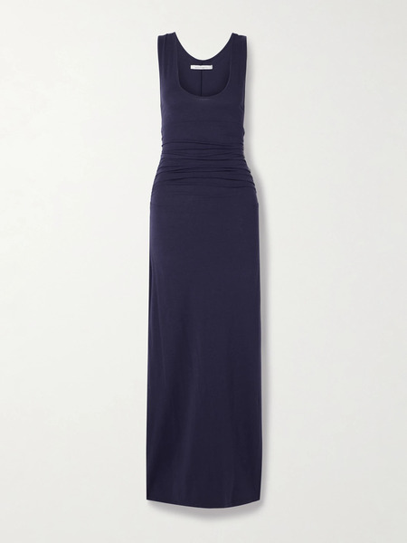  Another Tomorrow Another Tomorrow - Ruched Stretch-jersey Maxi Dress - Blue 
