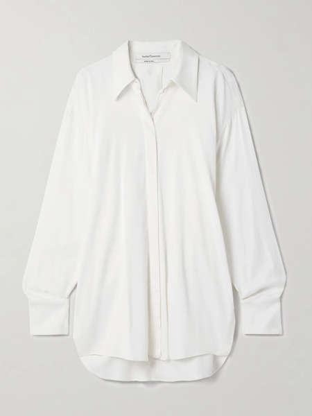  Another Tomorrow Another Tomorrow - Satin-crepe Shirt - Ivory 