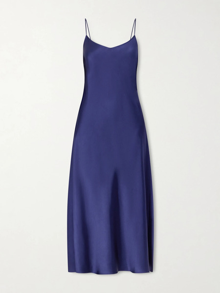  Another Tomorrow Another Tomorrow - Satin Midi Dress - Indigo 