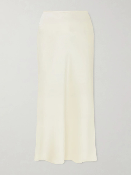  Another Tomorrow Another Tomorrow - Satin Midi Skirt - Cream 