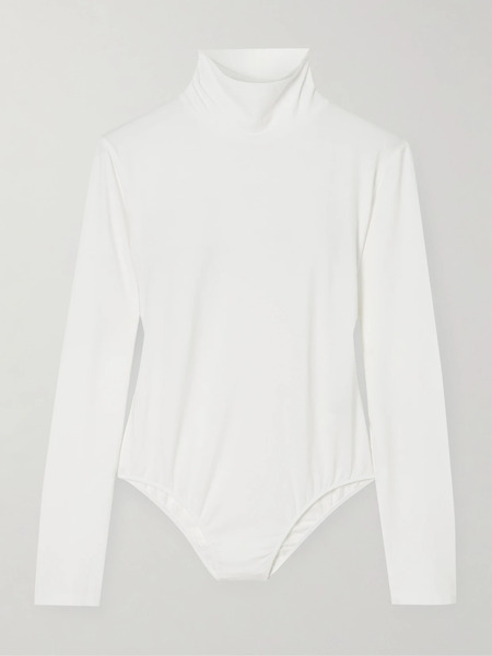  Another Tomorrow Another Tomorrow - Stretch-cotton And Lyocell-blend Jersey Turtleneck Bodysuit - White 