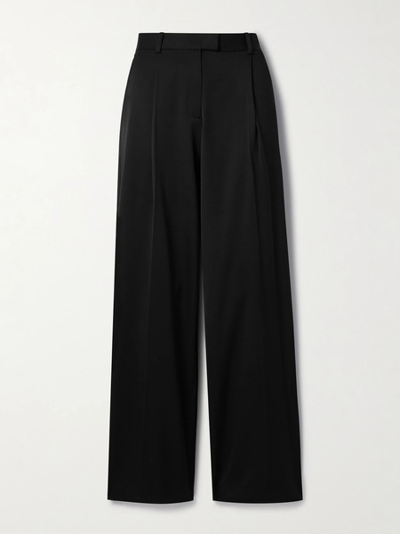  Another Tomorrow Another Tomorrow - Wool-blend Wide-leg Pants - Black 
