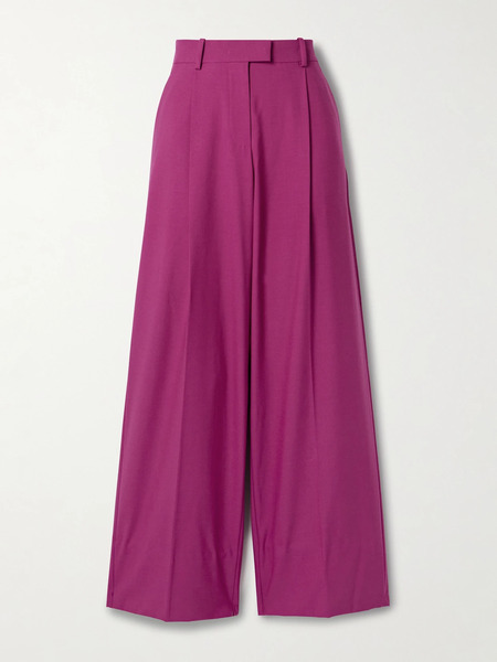  Another Tomorrow Another Tomorrow - Wool-blend Wide-leg Pants - Magenta 