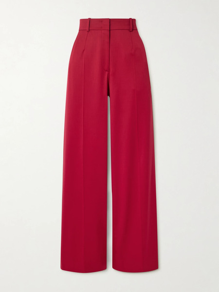  Another Tomorrow Another Tomorrow - Wool-blend Wide-leg Pants - Red 