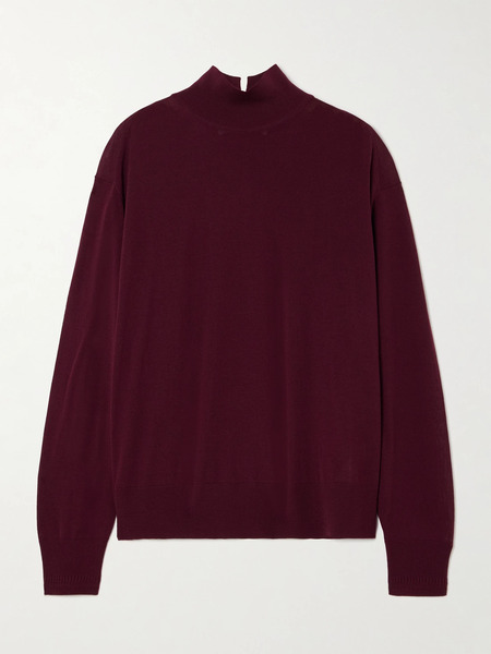  Another Tomorrow Another Tomorrow - Wool Turtleneck Sweater - Burgundy 