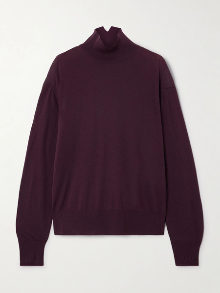  Another Tomorrow Another Tomorrow - Wool Turtleneck Sweater - Burgundy 