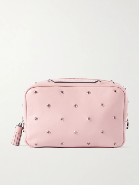  Anya Hindmarch Anya Hindmarch - Important Things Tasseled Crystal-embellished Leather Cosmetics Case - Pink 
