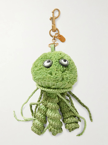  Anya Hindmarch Anya Hindmarch - Jellyfish Leather-trimmed Raffia Keychain - Bright Green 