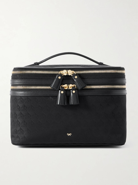  Anya Hindmarch Anya Hindmarch - Vanity Kit Leather-trimmed Jacquard Cosmetics Case - Black 