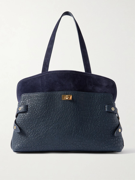  Anya Hindmarch Anya Hindmarch - Wilson Textured-leather And Suede Tote - Navy 