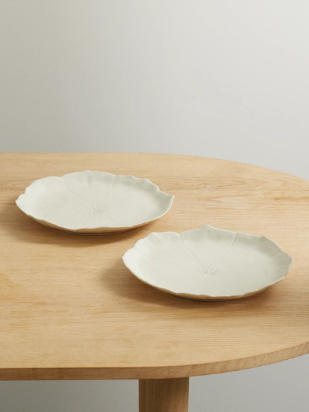  Aquazzura Casa Aquazzura Casa - Cherry Blossom Set Of Two 28cm Ceramic Dinner Plates - Cream 