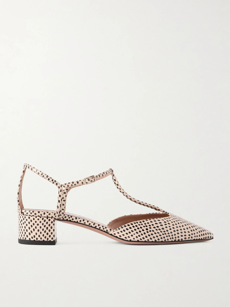  Aquazzura Aquazzura - Sorbonne 35 Polka-dot Textured-leather Pumps - Ivory 