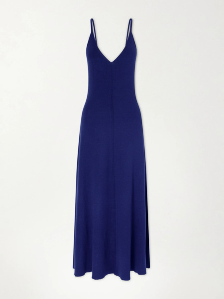  Arch4 Arch4 - Clarbeston Cotton, Silk And Cashmere-blend Maxi Dress - Navy 
