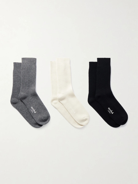  Arch4 Arch4 - Lucia Set Of Three Ribbed Cashmere Socks - Multi 