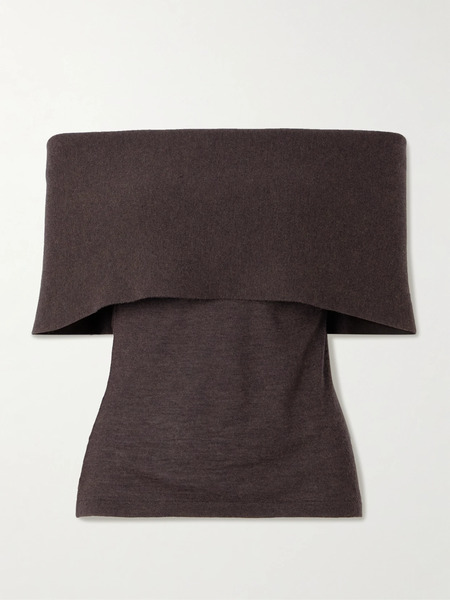  Arch4 Arch4 - Monroe Off-the-shoulder Organic Cashmere Top - Brown 