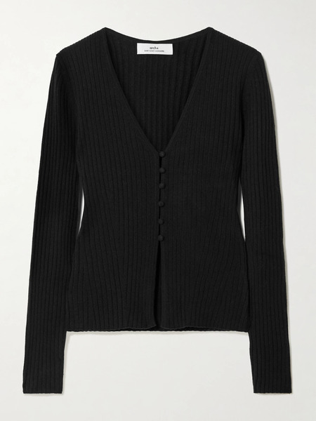  Arch4 Arch4 - New Cami Ribbed Organic Cashmere Cardigan - Black 