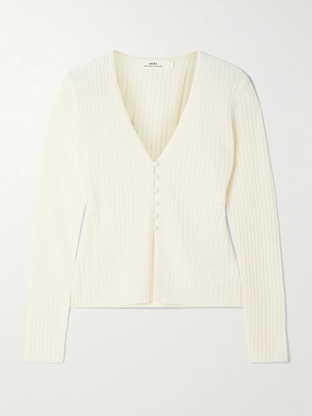  Arch4 Arch4 - New Cami Ribbed Organic Cashmere Cardigan - Ivory 