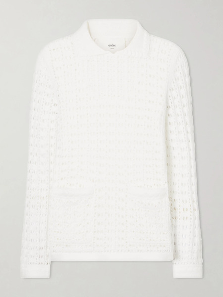  Arch4 Arch4 - Sunny Crocheted Cotton Sweater - White 