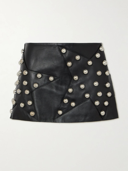  Area Area - Studded Leather Mini Skirt - Black 