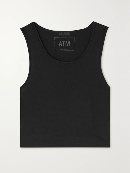  Atm Anthony Thomas Melillo Atm Anthony Thomas Melillo - Ruched Stretch-pima Cotton-jersey Tank - Black 