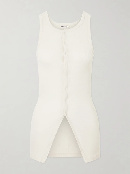  Auralee Auralee - Ribbed-knit Cotton Tank - Ivory 