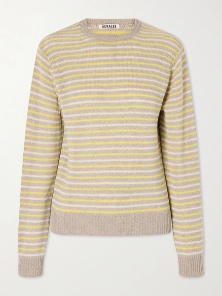  Auralee Auralee - Striped Cashmere Sweater - Beige 