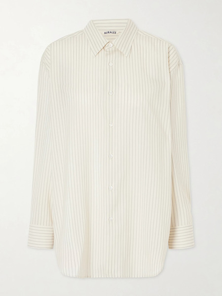  Auralee Auralee - Striped Wool Shirt - Pastel Yellow 
