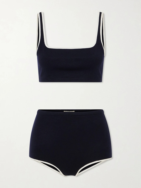  Auralee Auralee - Wool-blend Jersey Bikini - Navy 