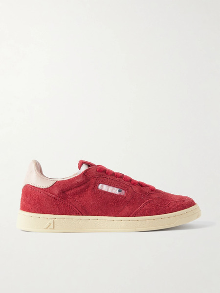  Autry Autry - Flat Low Leather-trimmed Suede Sneakers - Red 